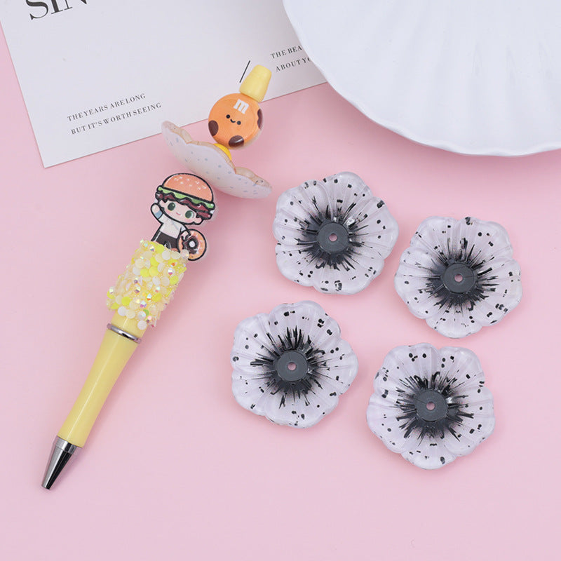 Wholesale 10pcs beaded pen with bead print flowers straight-hole beads