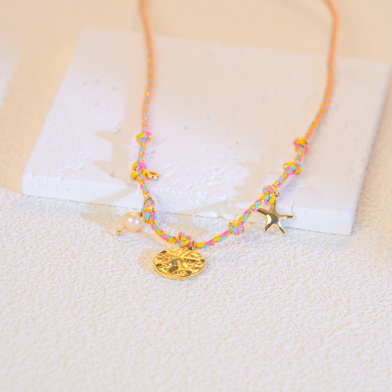 Wholesale Braided Necklace Luxury Multi-Pendant Niche stainless Steel Necklace