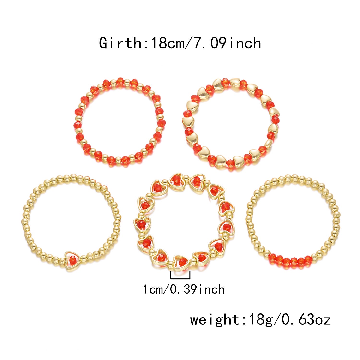 Wholesale  Valentine' s Day Creative Red Heart Crystal Bracelet Set