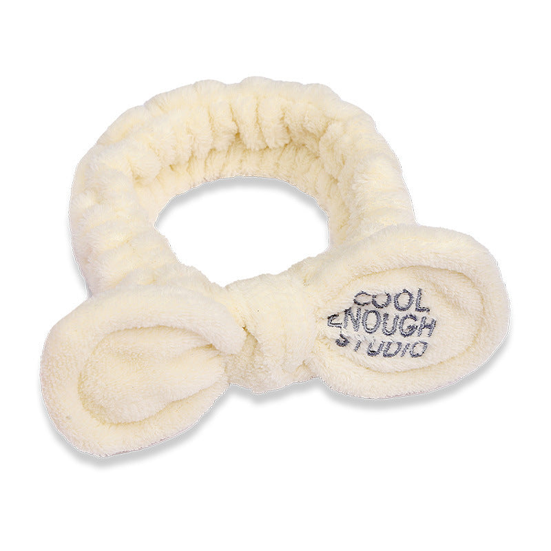 Wholesale Plush Embroidered Letters Rabbit Ears Bow Wide Brim Headband