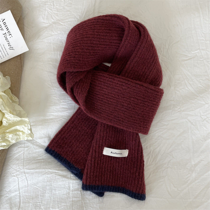 Wholesale Knitted Wool Thickened Warm Wrap Red Scarves