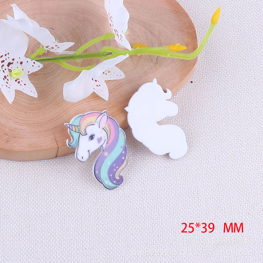 Wholesale 50pcs Cartoon unicorn acrylic pin accessories pendant