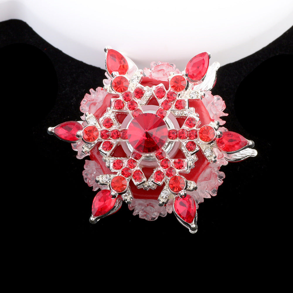 Wholesale Double-sided Snowflake Transfer Alloy Clay Drill Ball Straight Hole Beads DIY Accessories