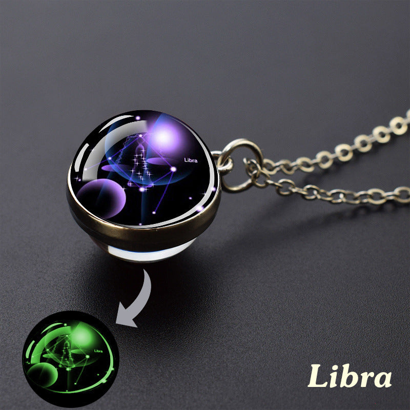 Wholesale Luminous Zodiac Starry Sky Glass Ball Necklace