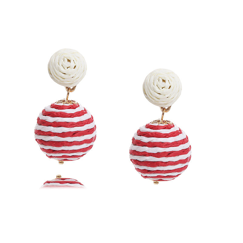 Wholesale Bohemian Handmade Wrap Ball Stud Earrings