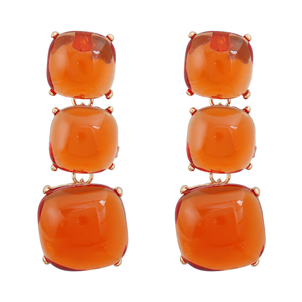 Wholesale Geometric Multi-layered Square Alloy Resin Earrings