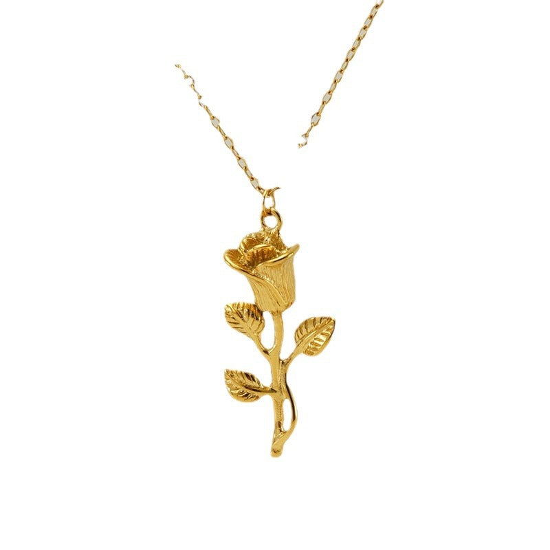 Wholesale Personalized Rose Titanium Steel Clavicle Necklace