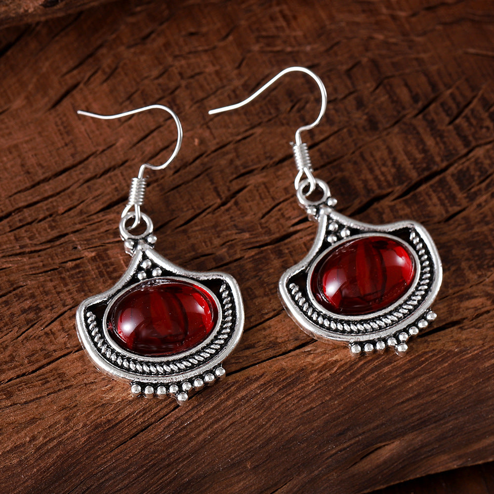 Wholesale Bohemian Retro Western Style Ruby Earrings