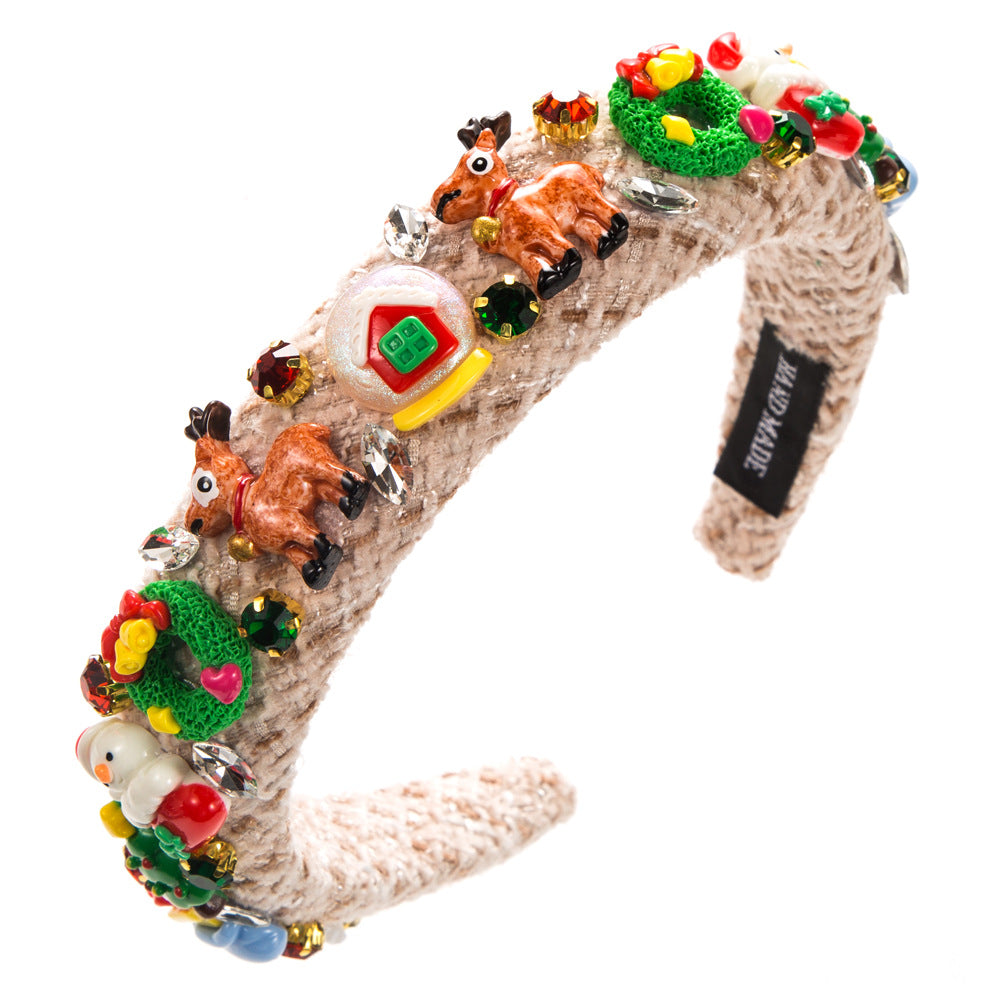 Wholesale Band Elk Snowman Snowflake Christmas Accessories Fabric Head Band