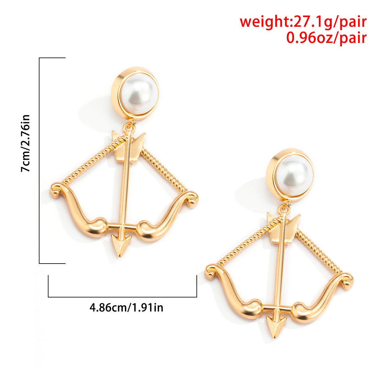 Wholesale Alloy Imitation Pearl Bow and Arrow Geometric Earrings