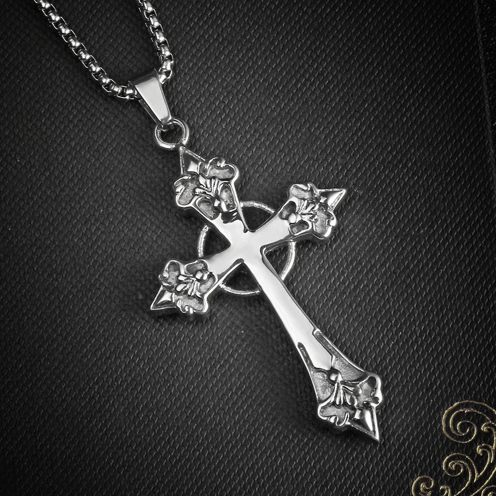 Wholesale  Retro Color-free Male Decoration Cross Pendant Necklace Simple Woolen Chain