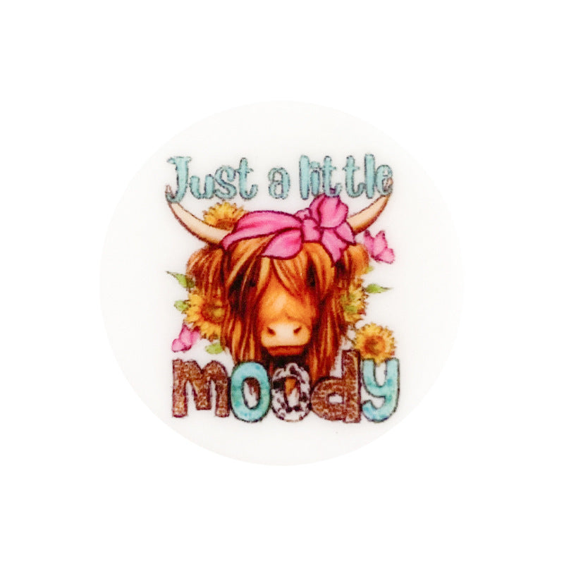 Wholesale 10pcs Colorful cartoon circular print  Focal Beads