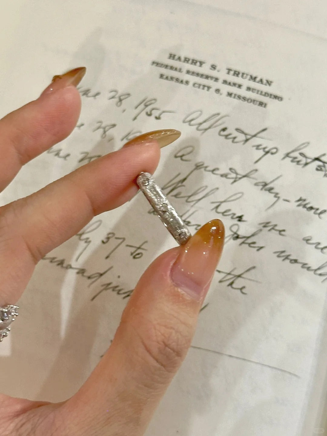 Wholesale Brushed Starburst Zircon Luxury Open Ring