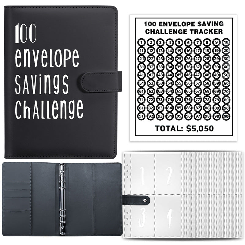 Wholesale of 100 Envelope Challenge PU Deposit Book Loose Leaf Cash Notebook
