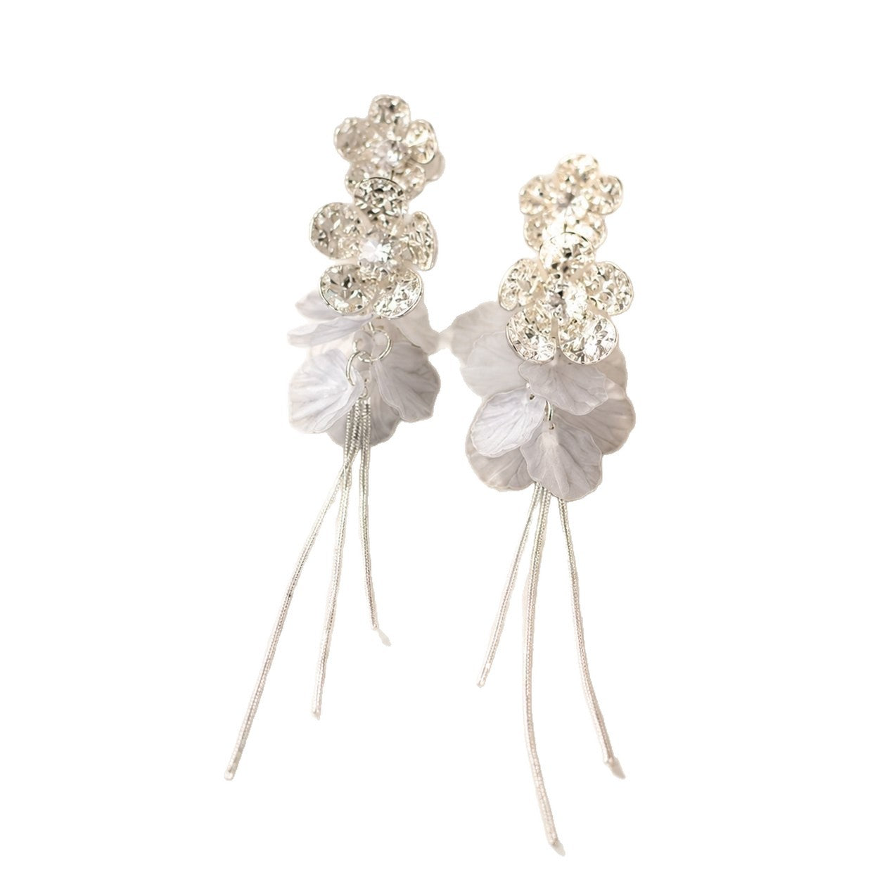 Wholesale Blue Enamel Flower Earrings For Women Pearl Accent Fashion Jewelry Accessory Party Casual Wear Resale