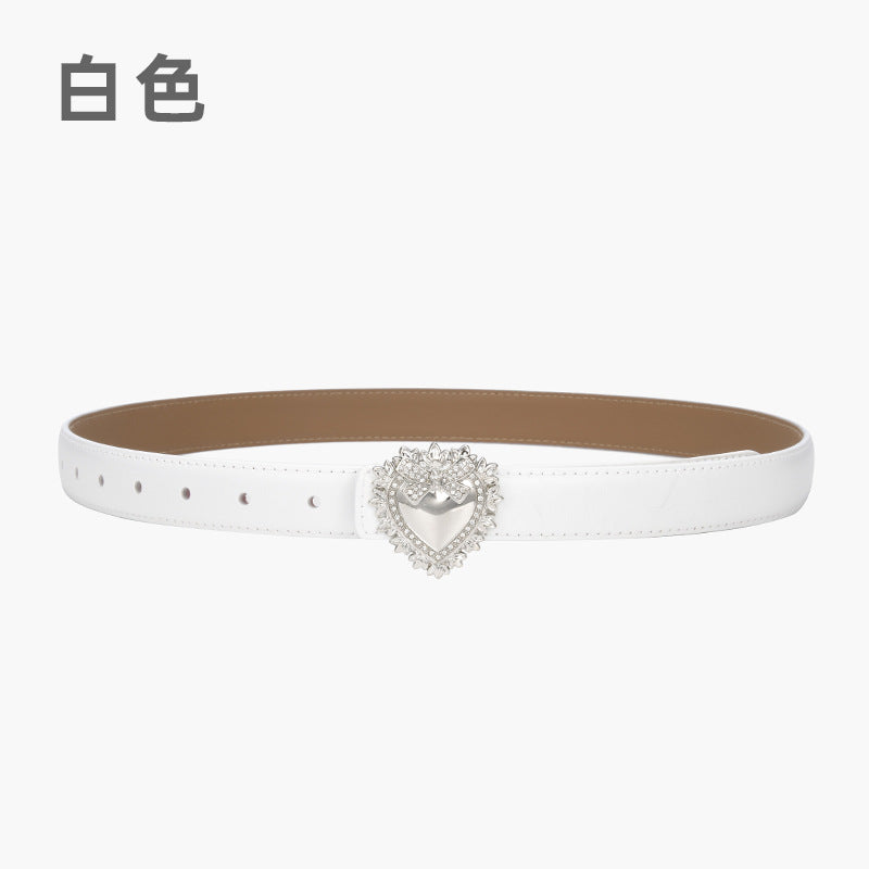 Wholesale Silver Love Buckle Genuine Leather Belt