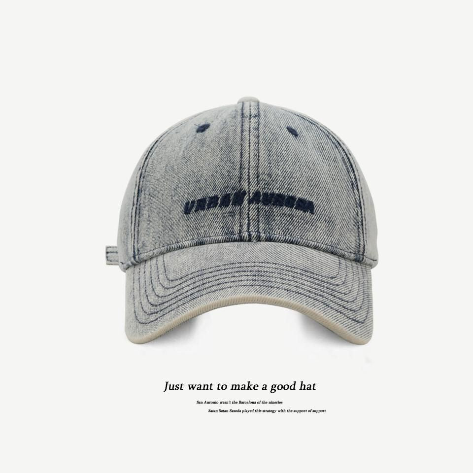 Wholesale washed denim peaked cap embroidered letters sun protection casual baseball cap