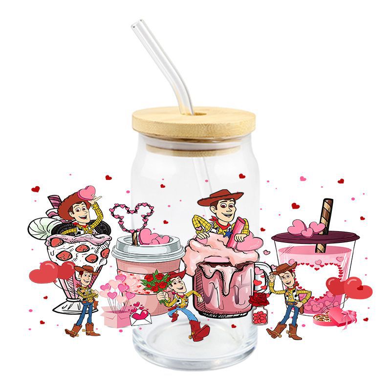 Wholesale 5pcs Cartoon Valentine' s Day  16oz Cup UV DTF Wraps OLY Exclusive