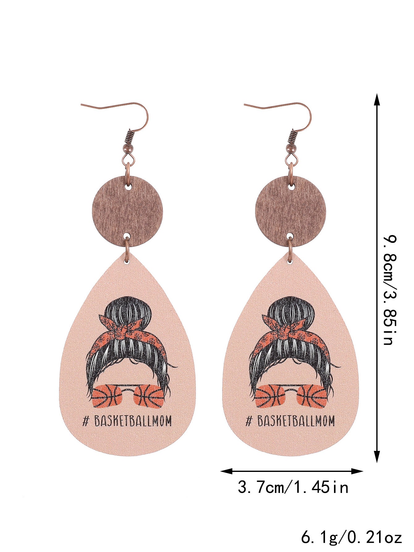 Wholesale Teardrop Shaped Light Wood Chip Earrings