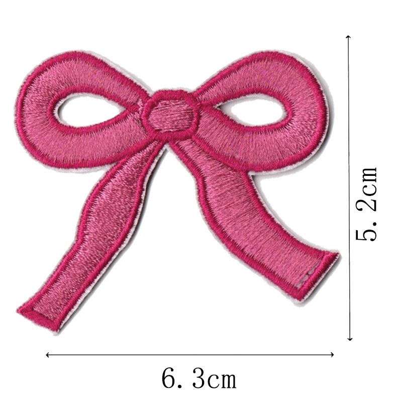 Wholesale Pink bow embroidery DIY Patches