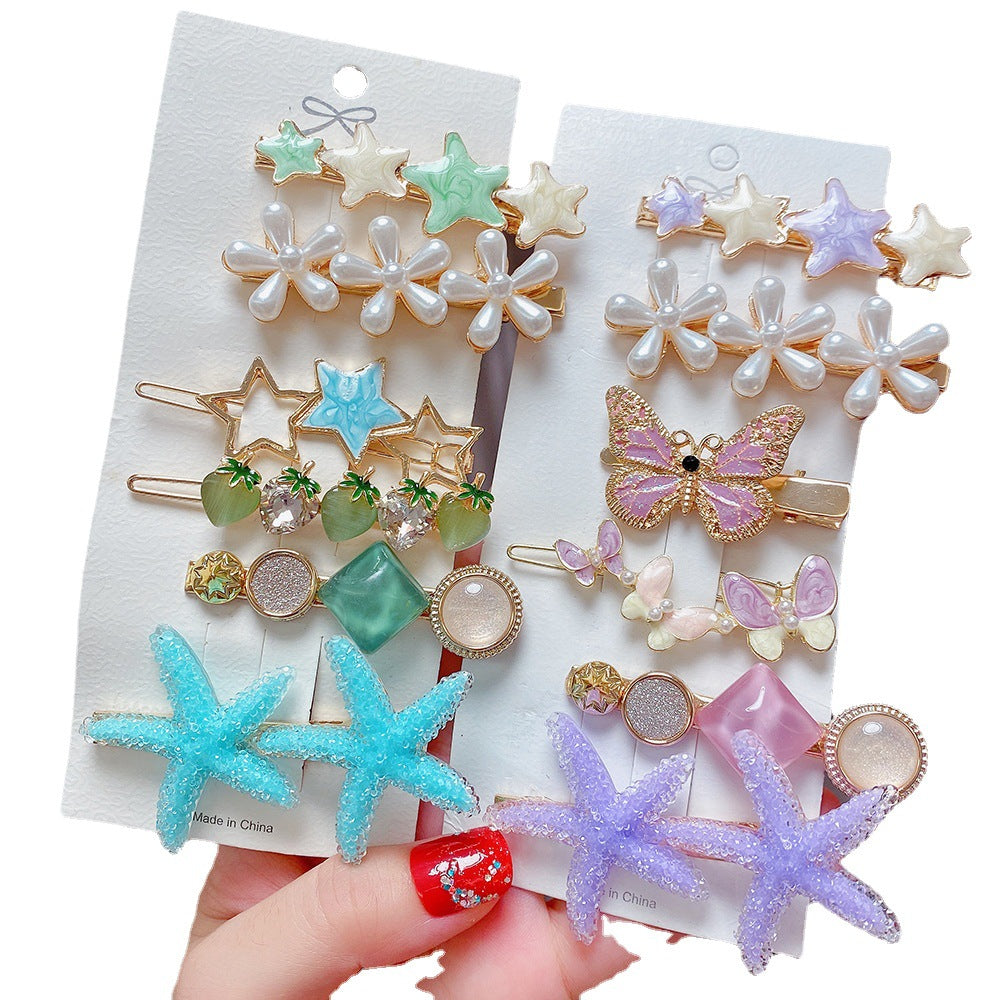 Wholesale 8-piece Pearl Set Combination Metal Hair Clips