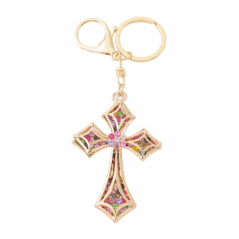 Wholesale Diamond Cross Zinc Alloy Keychain