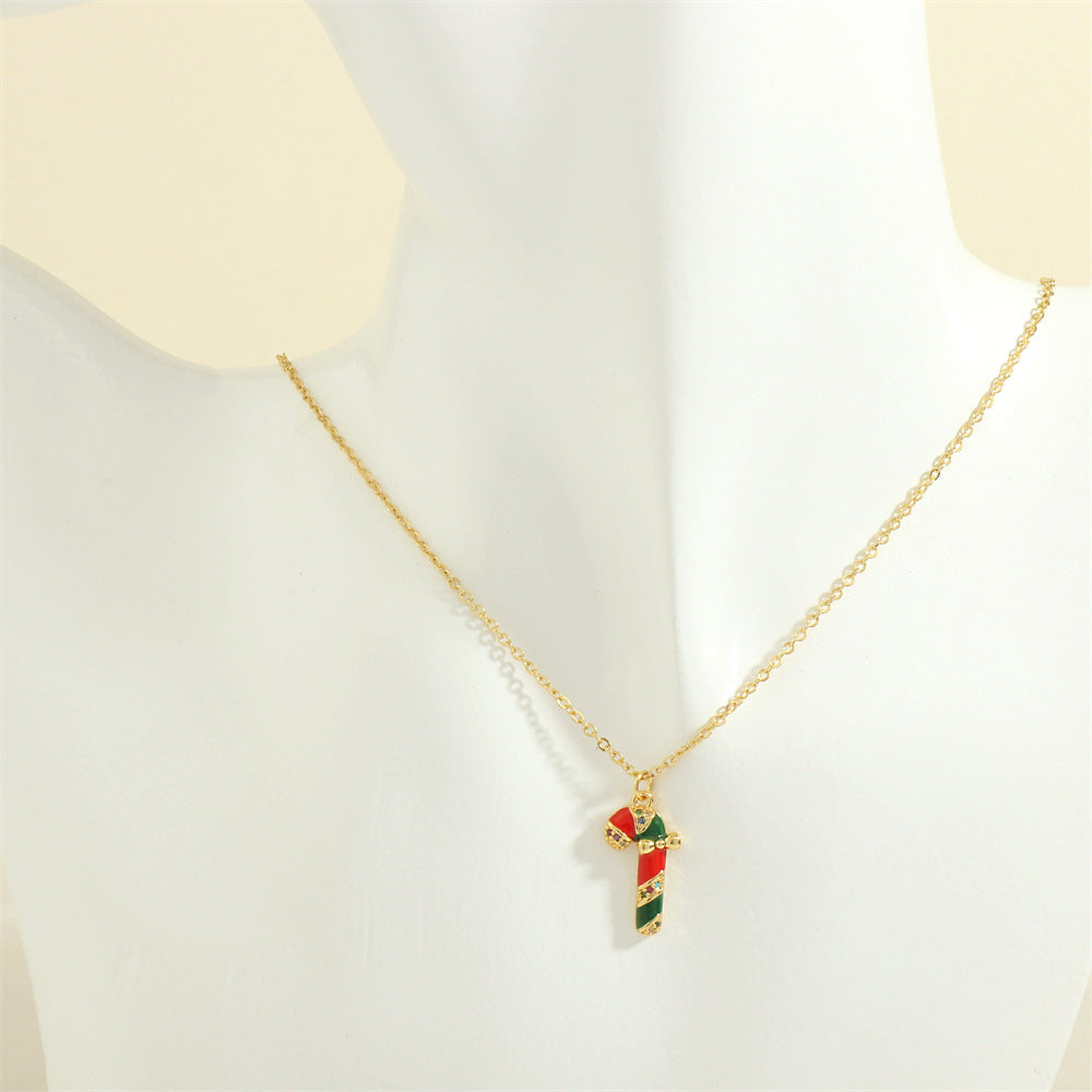 Wholesale European and American Christmas Series Micro-Inlaid Oil Drop Pendant Necklace