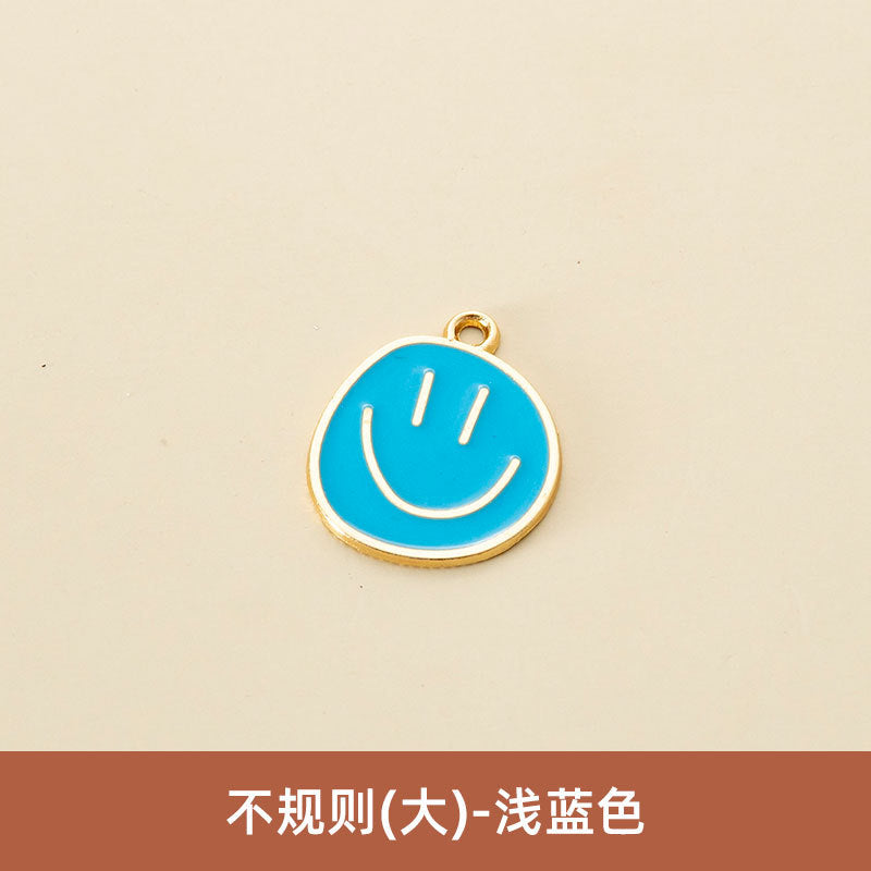 Wholesale Oil Drop Pendant Asymmetrical Funny Smiley Face Pendant Earrings Necklace Personality Pendant DIY Jewelry Accessories