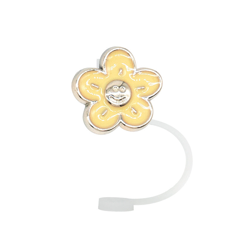 Wholesale 10pcs/packAcrylic Straw Cap Dust Plug Imitation Metal Shell