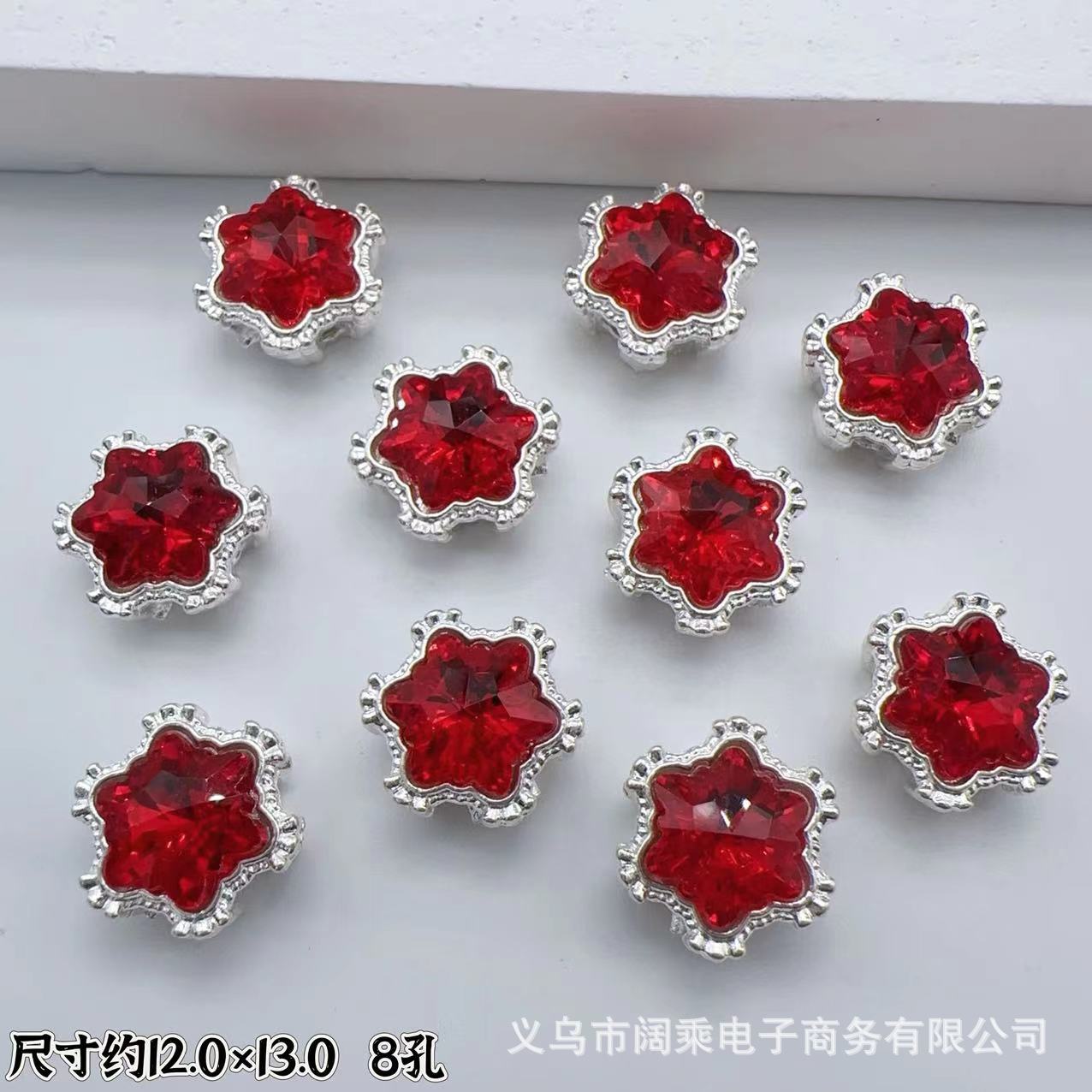 Wholesale 10pcs Multi-Color Eight-Hole Crystal Glass Snowflake Diamond Spacer Beads