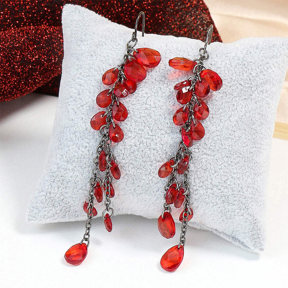 Wholesale Bohemian Red Vintage Tassel Dream Catcher Earrings