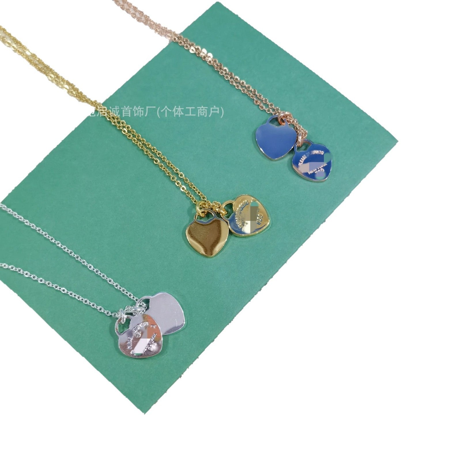 Wholesale Epoxy diamond gold-plated heart clavicle necklace