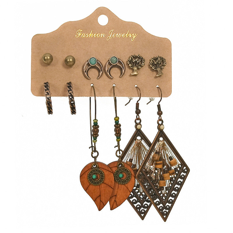 Wholesale Vintage Geometric Alloy Tassel Set Earrings