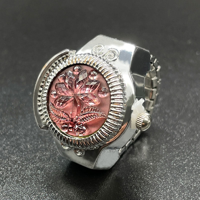 Wholesale [Ring watch] personalized fashion temperament female foreign trade hot quartz watch flip ring watch can see time