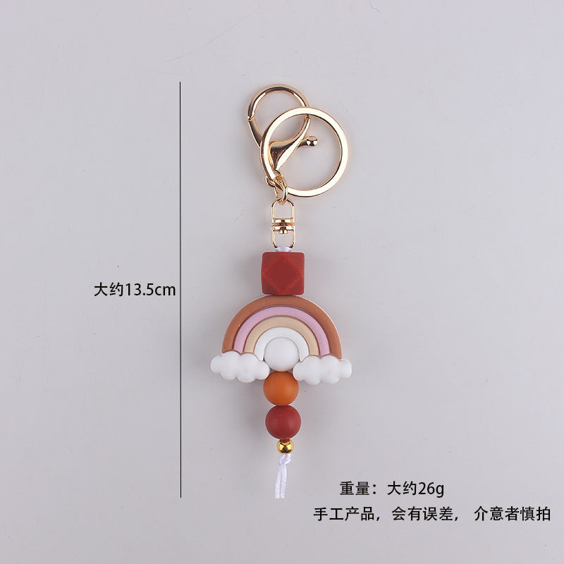 Wholesale Rainbow Teething Ring Clip With Silicone Beads  Keychain.