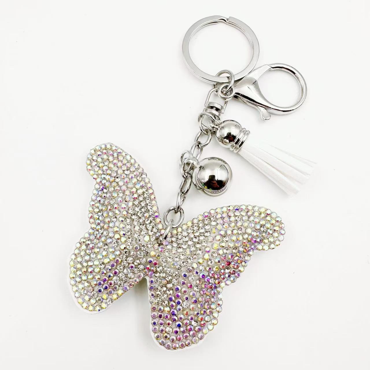 Wholesale Crystal Rhinestone Butterfly Tassel keychain