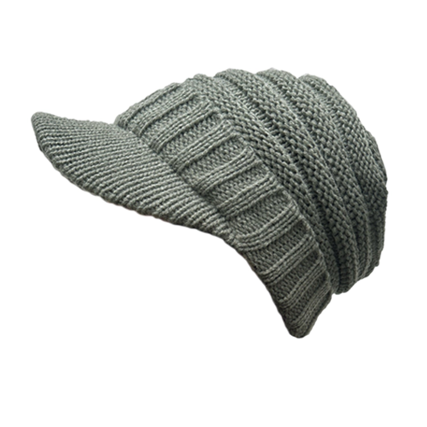 Wholesale Autumn and Winter Striped Duck Tongue Curled Edge Striped Wool Knitted Hat