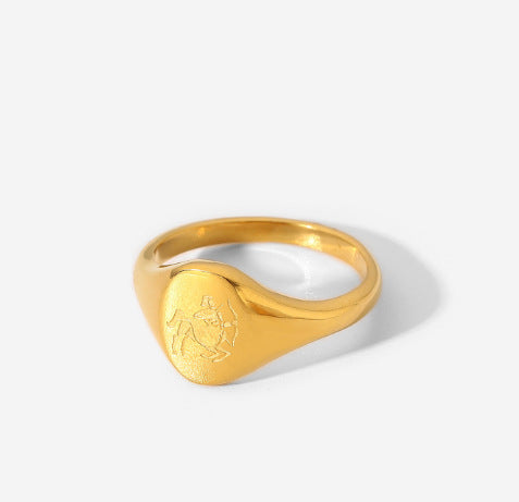 Wholesale Stainless Steel 18k Gold-plated Constellation Men's Medallion Ring