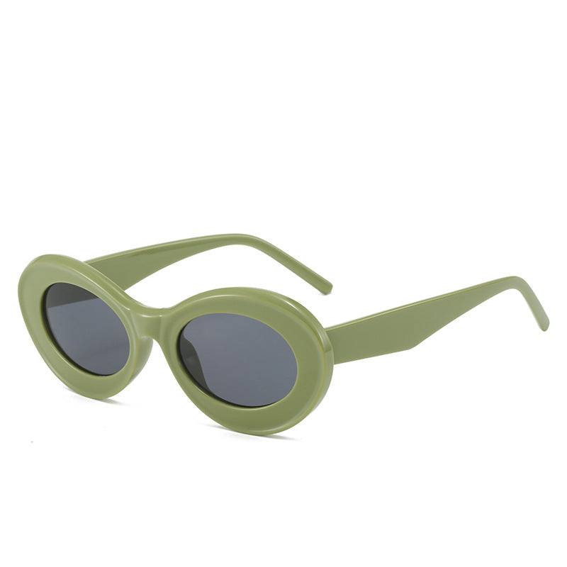 Wholesale Cat-eye Fashion Oval Versatile Maca Color Sunglasses