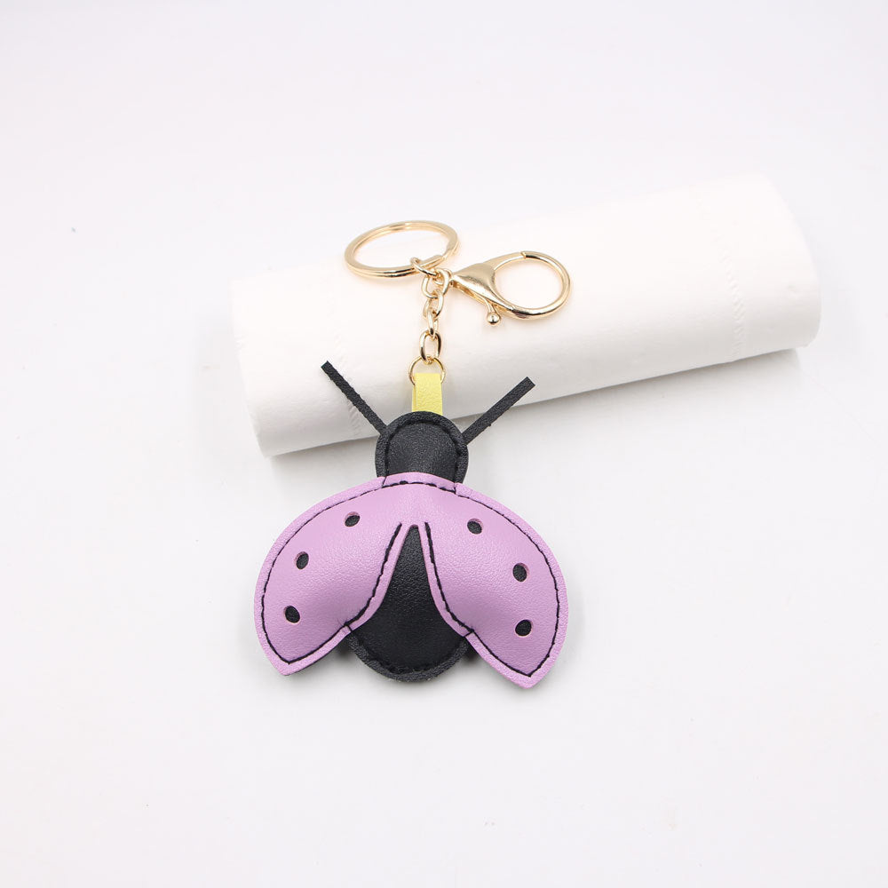 Wholesale Cartoon Ladybug Bag Charm Keychain In Yellow Artificial Leather Car Key Fashion Accessory Gift For Resale