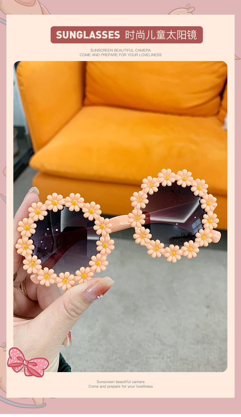 Wholesale Children's Cute Flower Sunglasses Travel Beach Sunshade Glasses Fashion Sunglasses