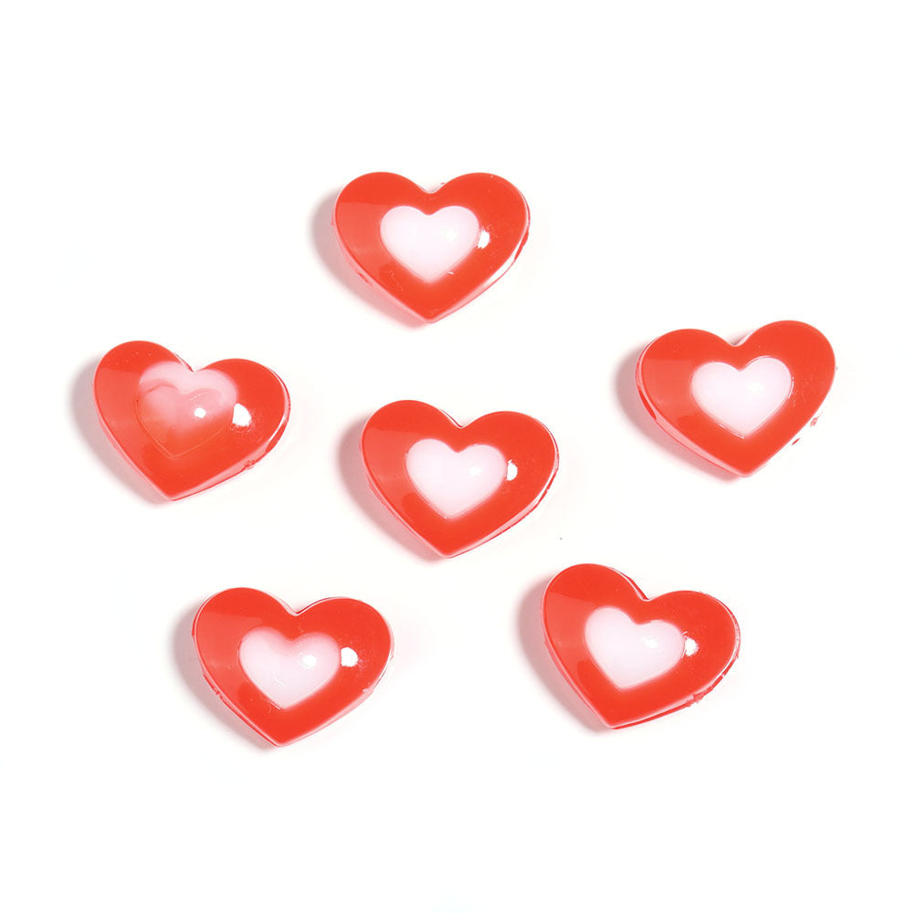Wholesale 10pcs Jelly colored double-layer heart-shaped acrylic beads