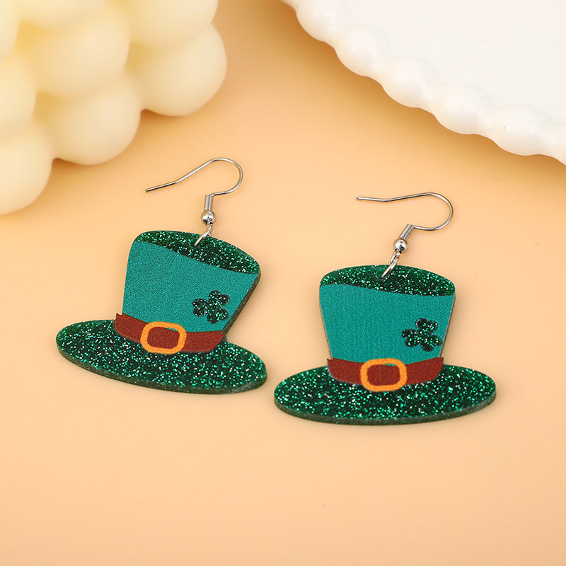 Wholesale St. Patrick's Day Stainless Steel  Carnival Personality  Earrings