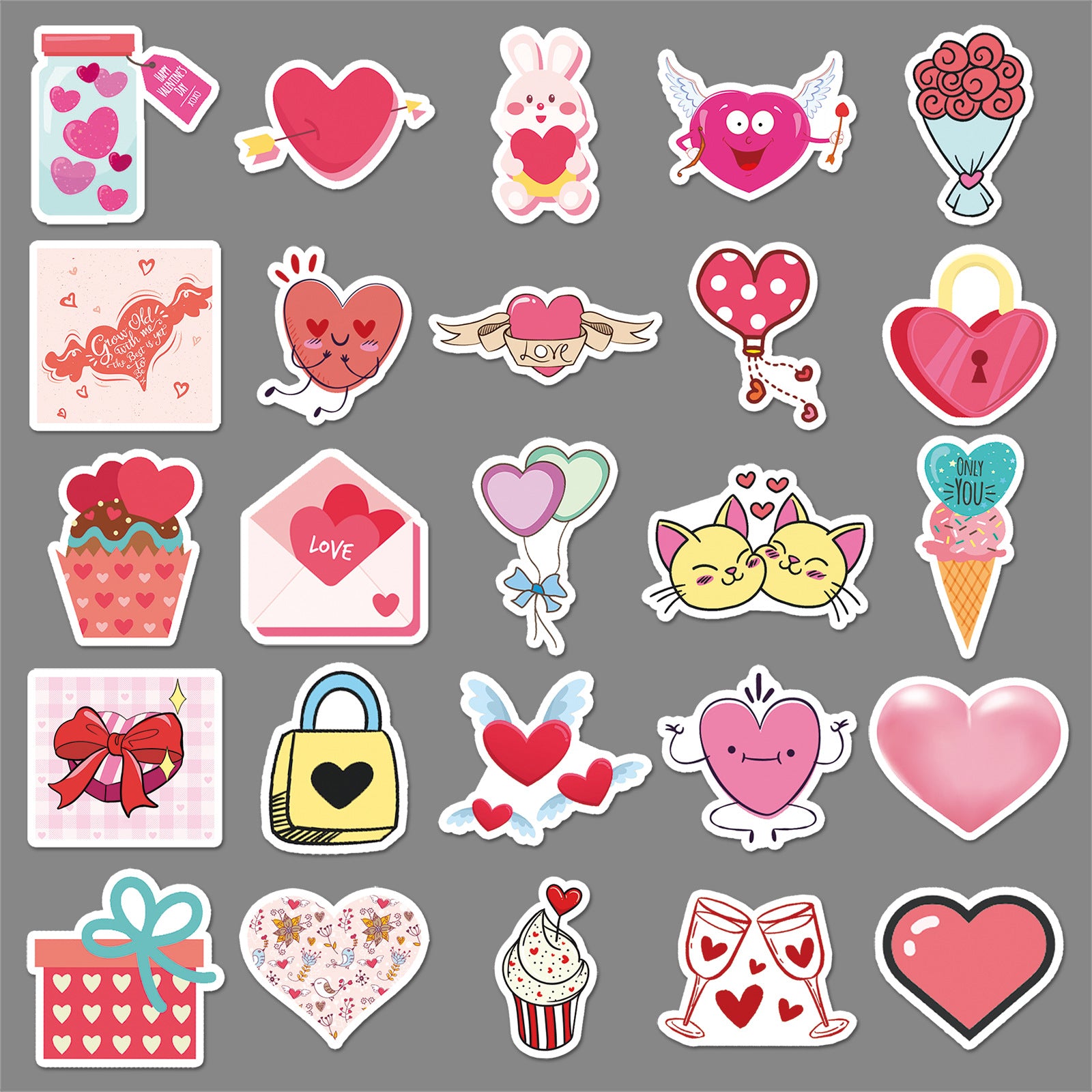 Wholesale 50pcs Valentine' s Day Colorful Love Waterproof Vinyl Stickers