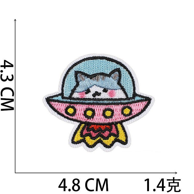 Wholesale Stupid Space Rabbit Embroidery Cloth Sticker Clothes Decoration Patch Spaceship Rabbit Computer Embroidery Sticker Ironing Chapter