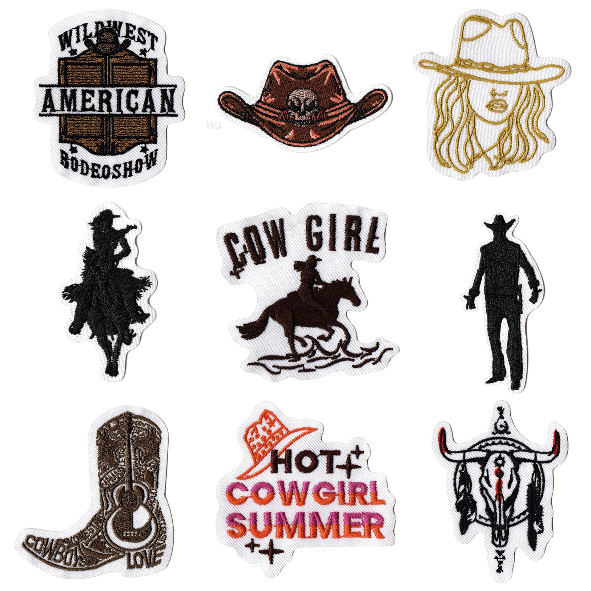 Wholesale Western Cowboy Embroidered Jacket Decoration, Steed Pistol Embroidered Badge, Embroidered Label Patch FS