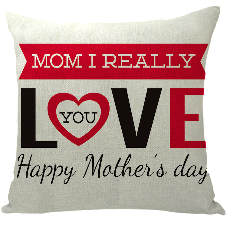 Wholesale Sofa Cushion Home Mother's Day Hug Linen Letter Print Pillowcase
