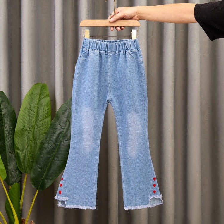 Wholesale Cotton Medium Large Children's Wide Leg Pants Baby Casual Girls Flared Long Pants