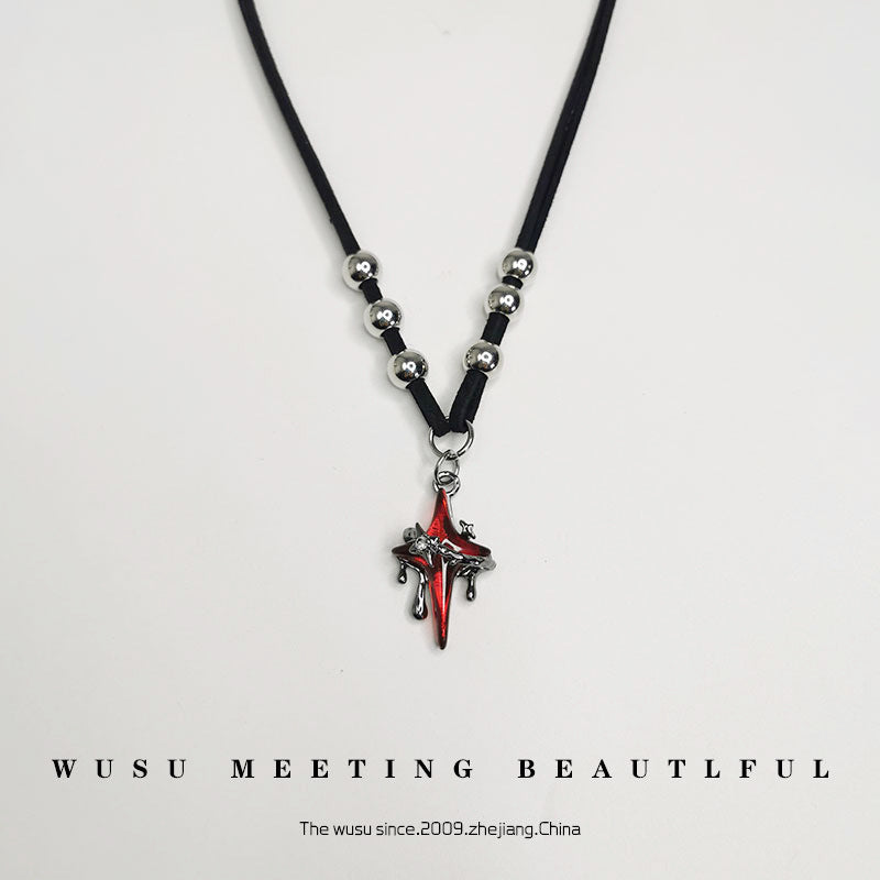 Wholesale Liquefied Star Necklace Hip Hop Style Woolen Chain Niche Design Necklace