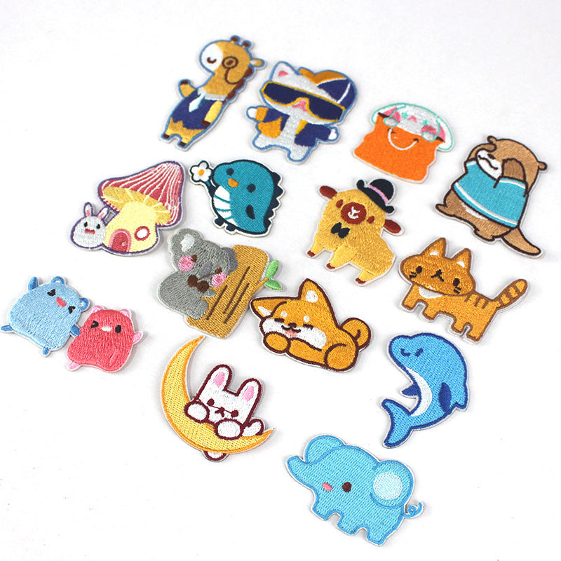 Wholesale Cloth Embroidery Patches Cartoon Animal Designs Self Adhesive Decorative Fashion Accessory For Clothing Towel DIY